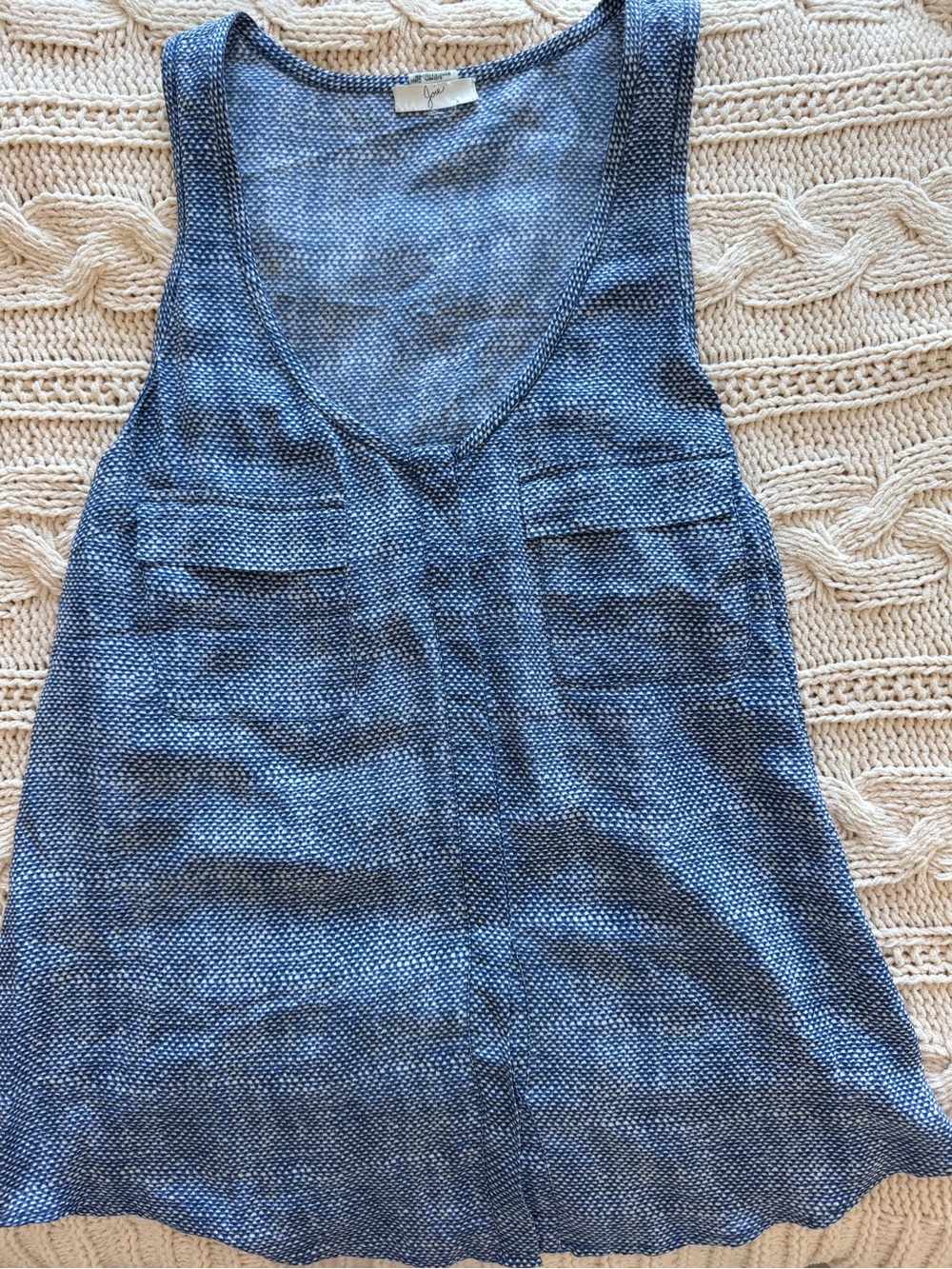 Joie Silk Sleeveless V-Neck Blue Knit Blouse